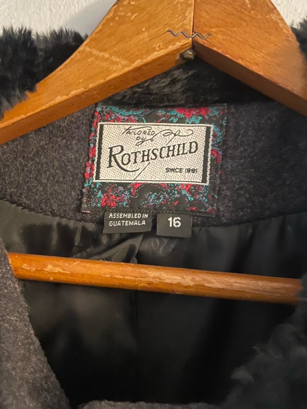 Rothschild Vintage 16 Long Peacoat Wool Blend Faux Fur Samantha Victorian Coat - Picture 2 of 4
